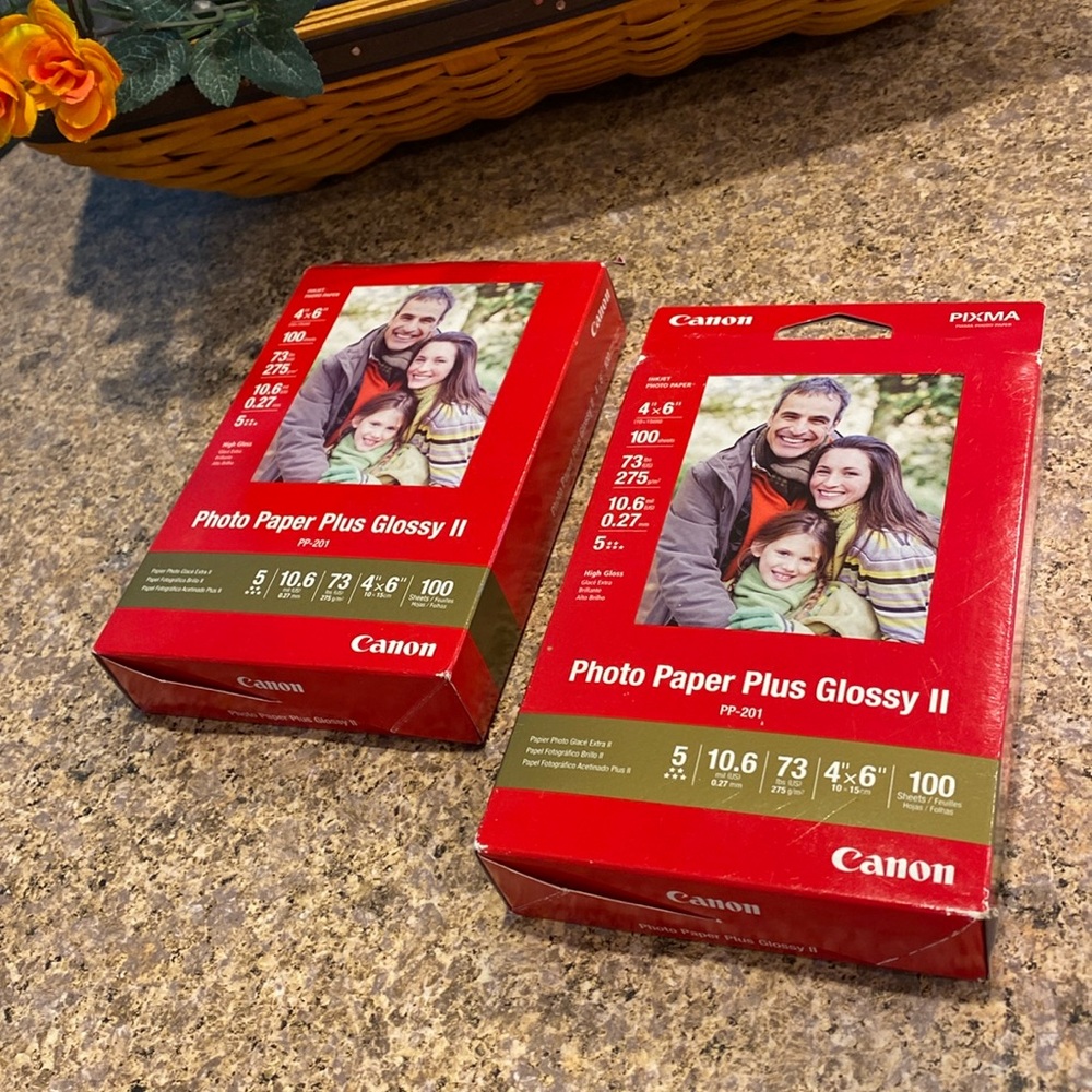 NIP 2 Canon Photo Paper Plus Glossy II PP-201 4”x6” 100 Sheets Per Package PIXMA